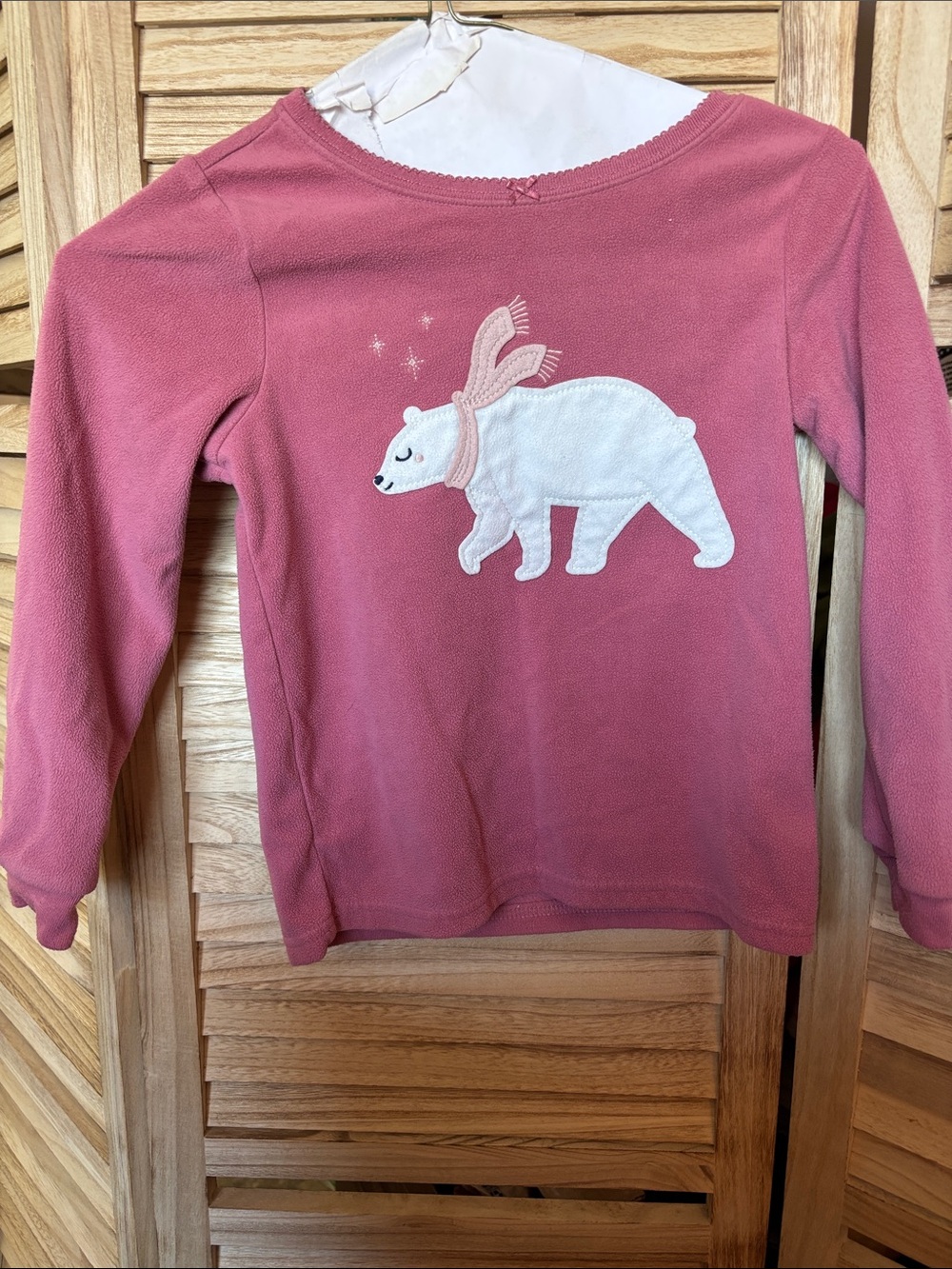 Carter's Dusty Rose Long-Sleeve Fleece Top with White Polar Bear Applique 6